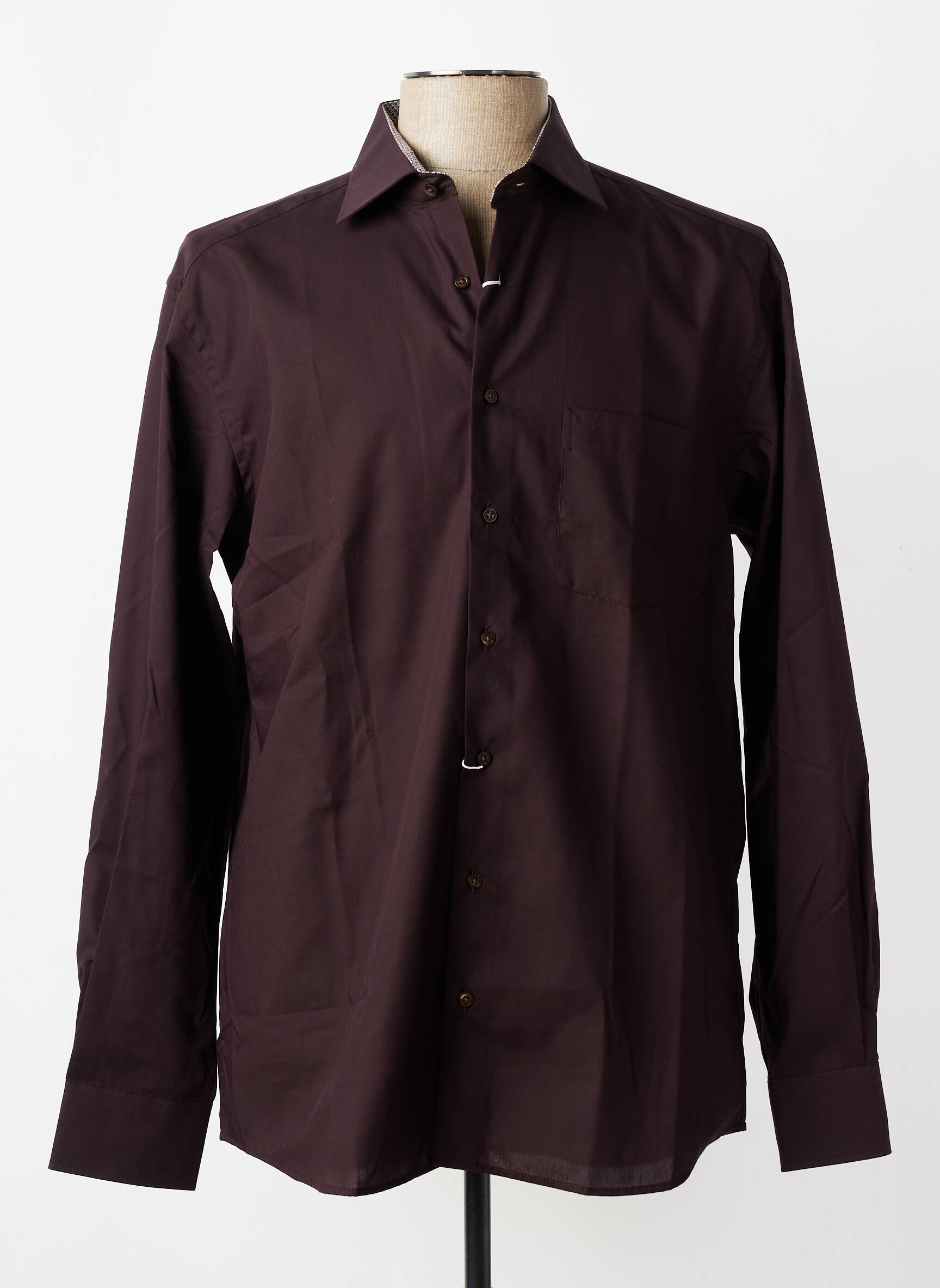 Chemise manches longues poches marron ETERNA homme