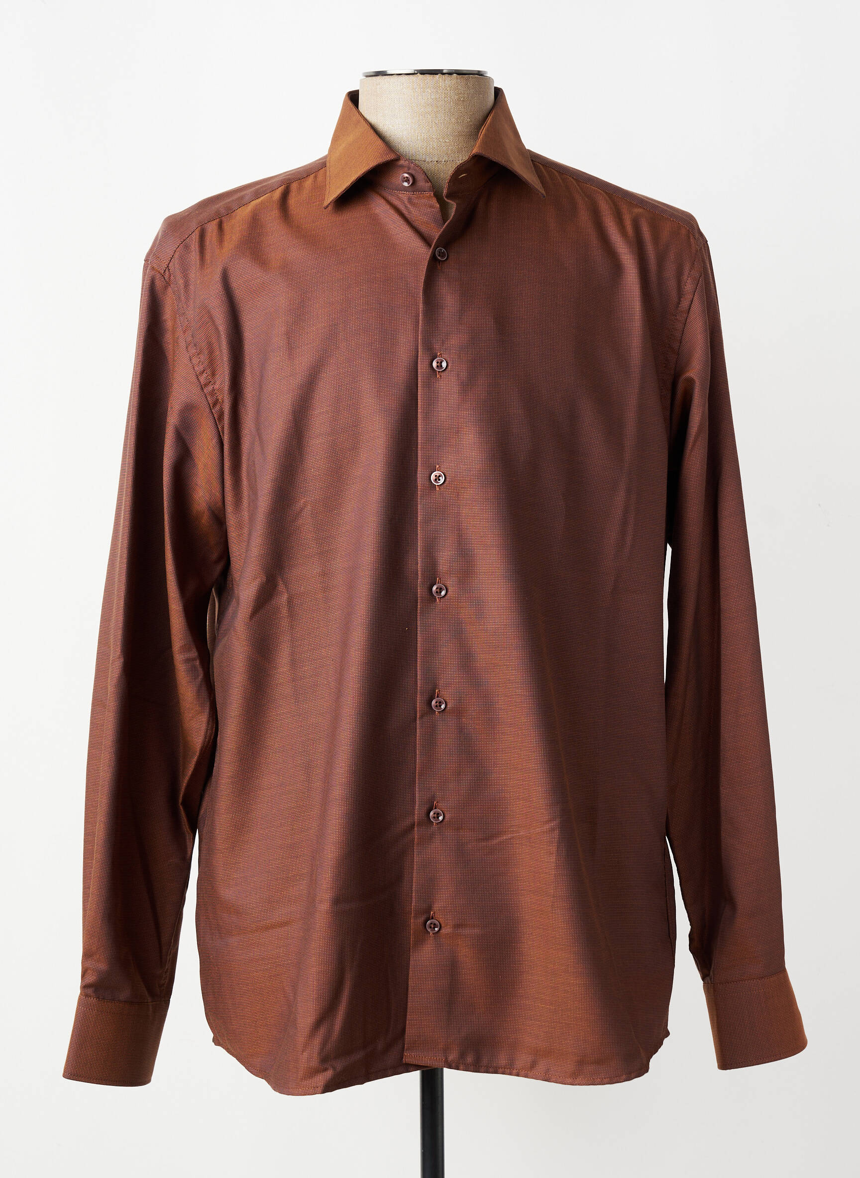 Chemise manches longues imprimé fantaisie marron ETERNA homme