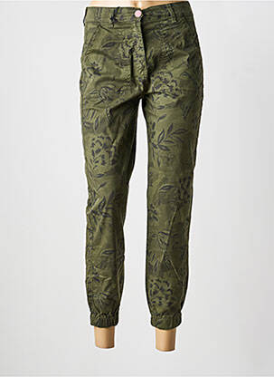 Pantalon slim tissage popeline taille normale vert EAST DRIVE femme