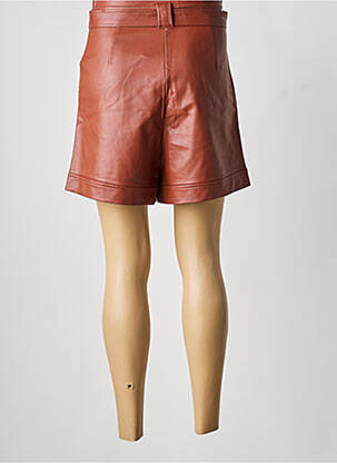 Short fermeture zippée sous rabat avec crochet taille haute marron GRACE & MILA femme