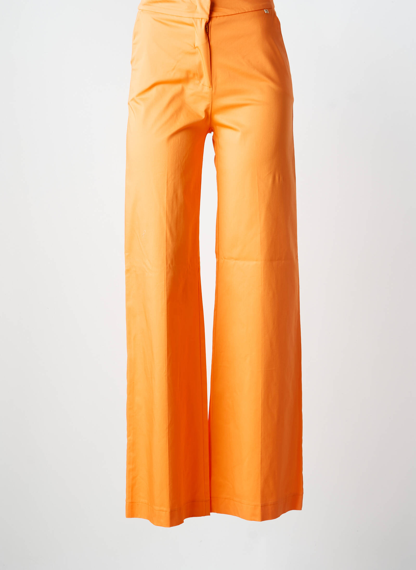 Pantalon large tissage popeline taille haute orange KOCCA femme