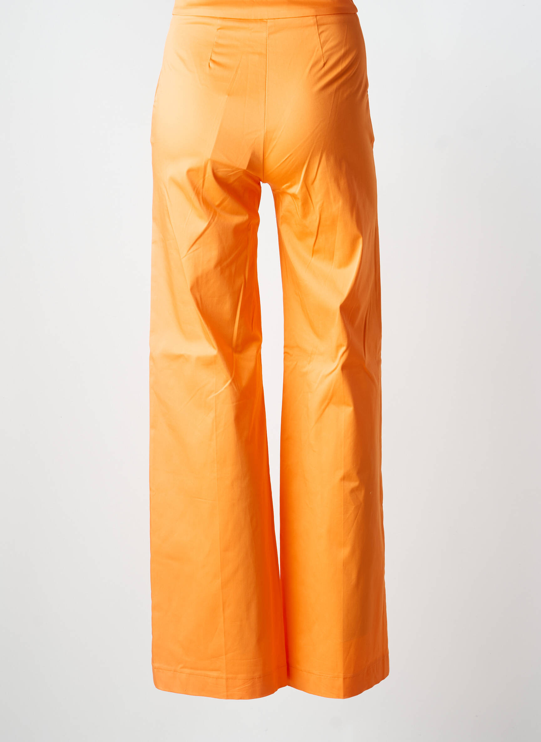 Pantalon large tissage popeline taille haute orange KOCCA femme