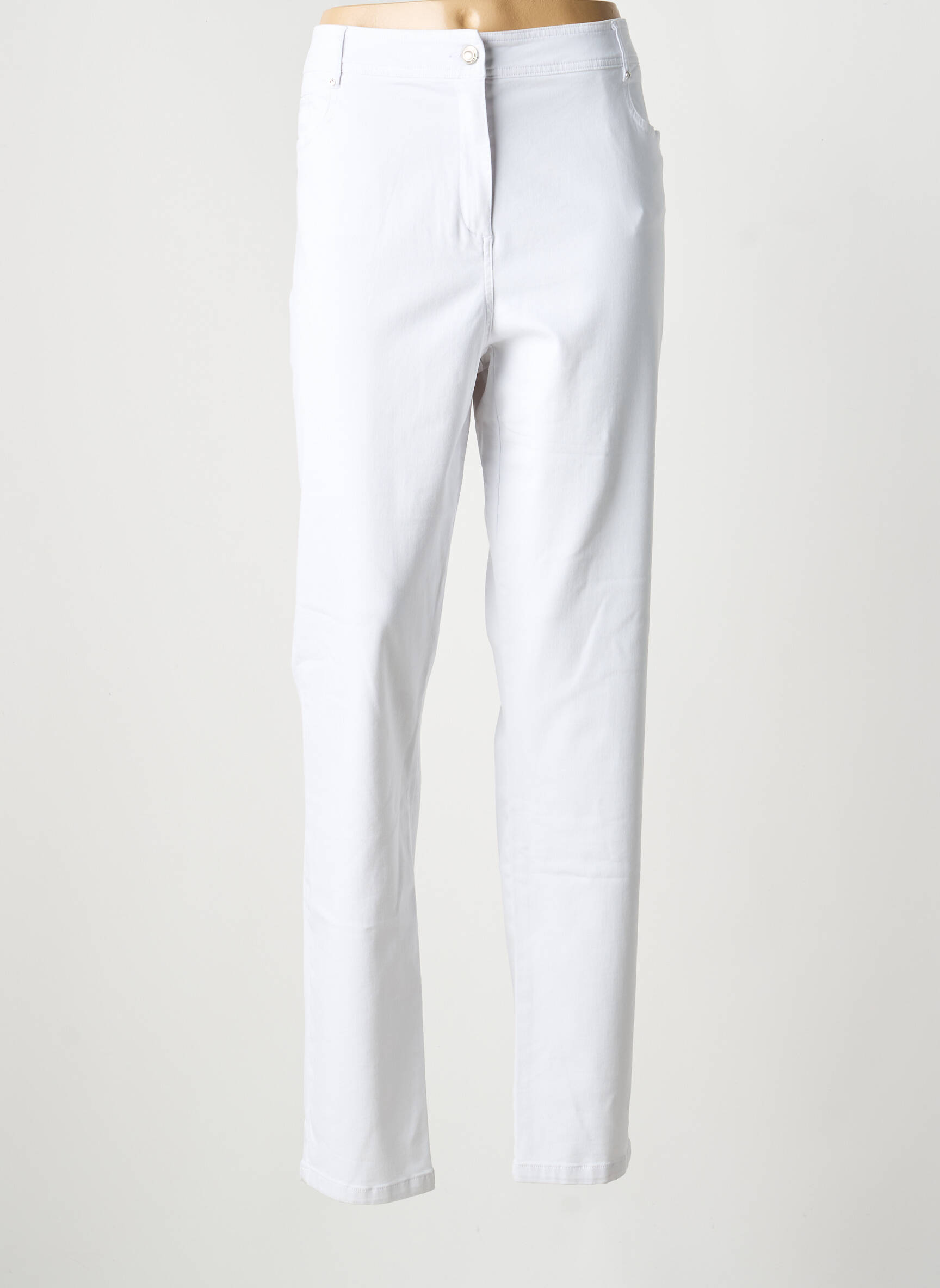 Pantalon slim tissage popeline taille normale blanc PAUSE CAFE femme