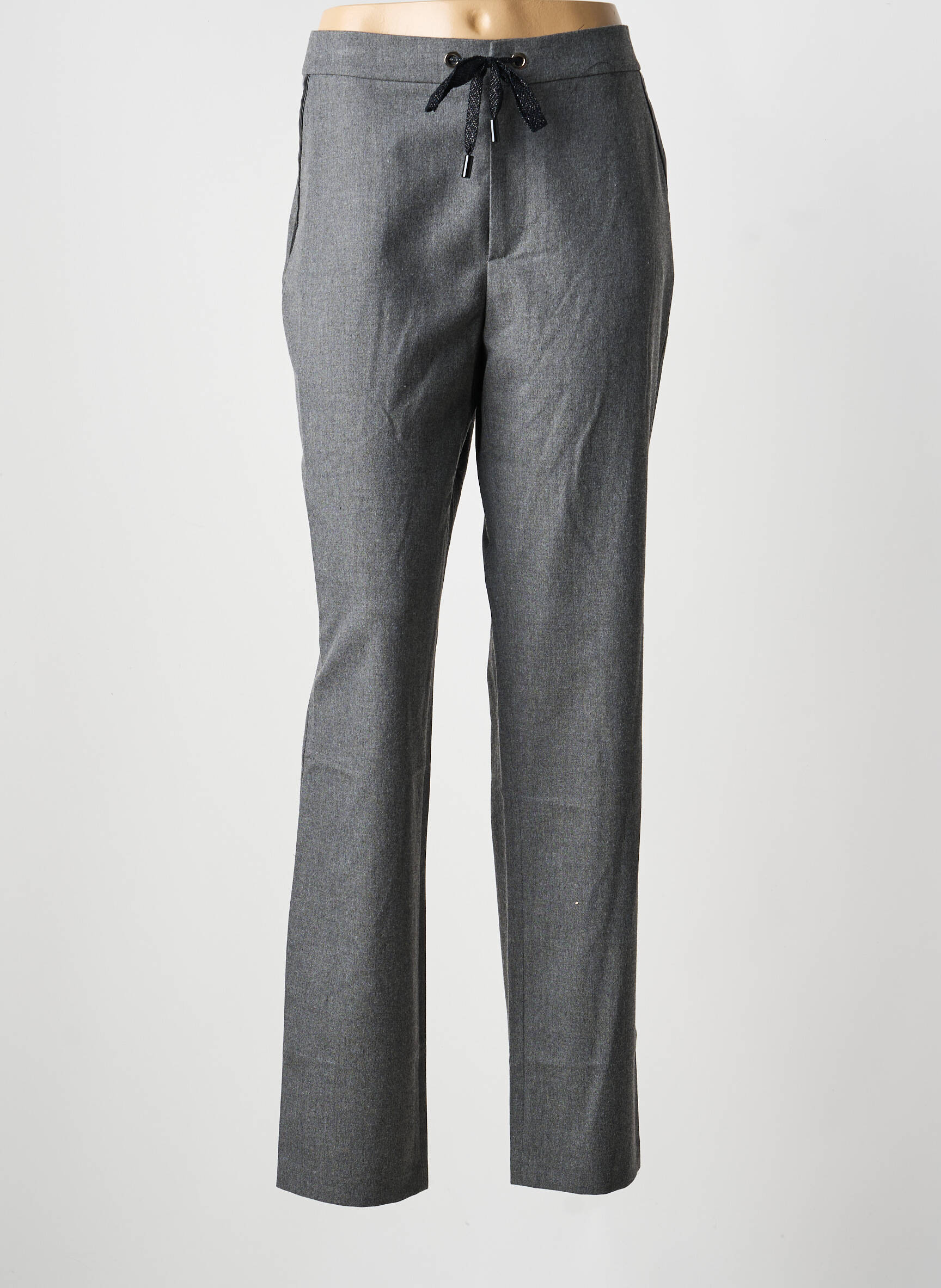 Pantalon chino fermeture zippée sous rabat avec crochet taille normale gris ONE STEP femme