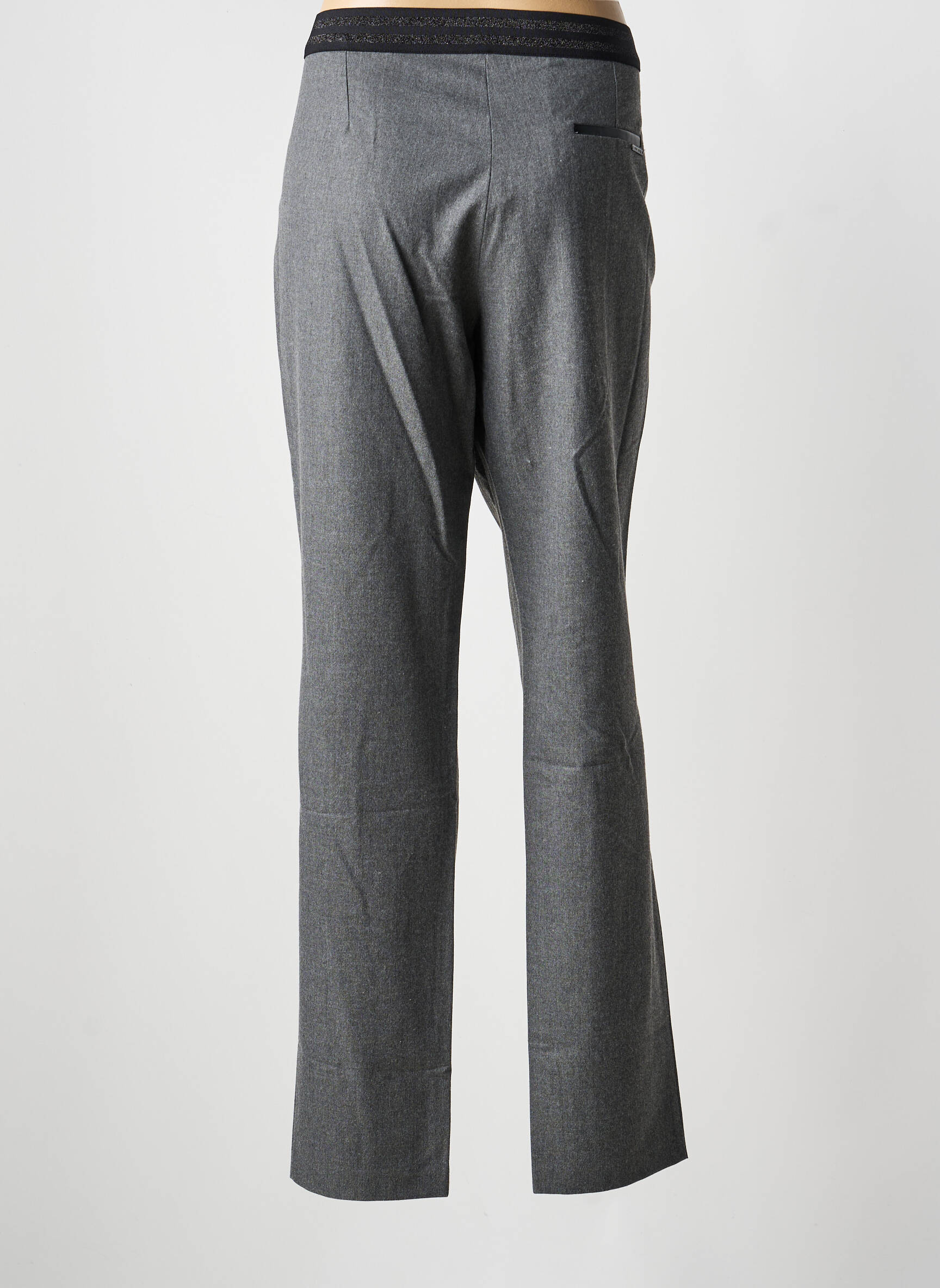 Pantalon chino fermeture zippée sous rabat avec crochet taille normale gris ONE STEP femme