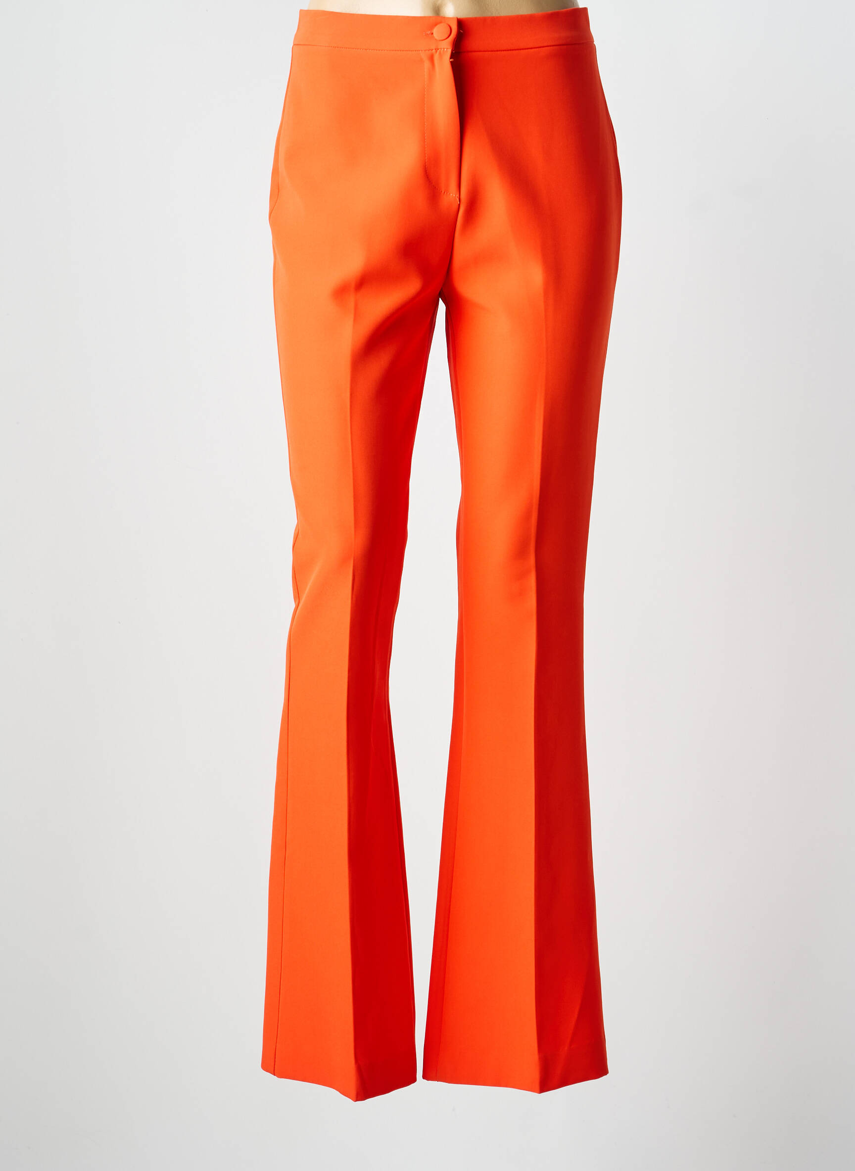 Pantalon flare taille à pinces taille haute orange ARTIGLI femme