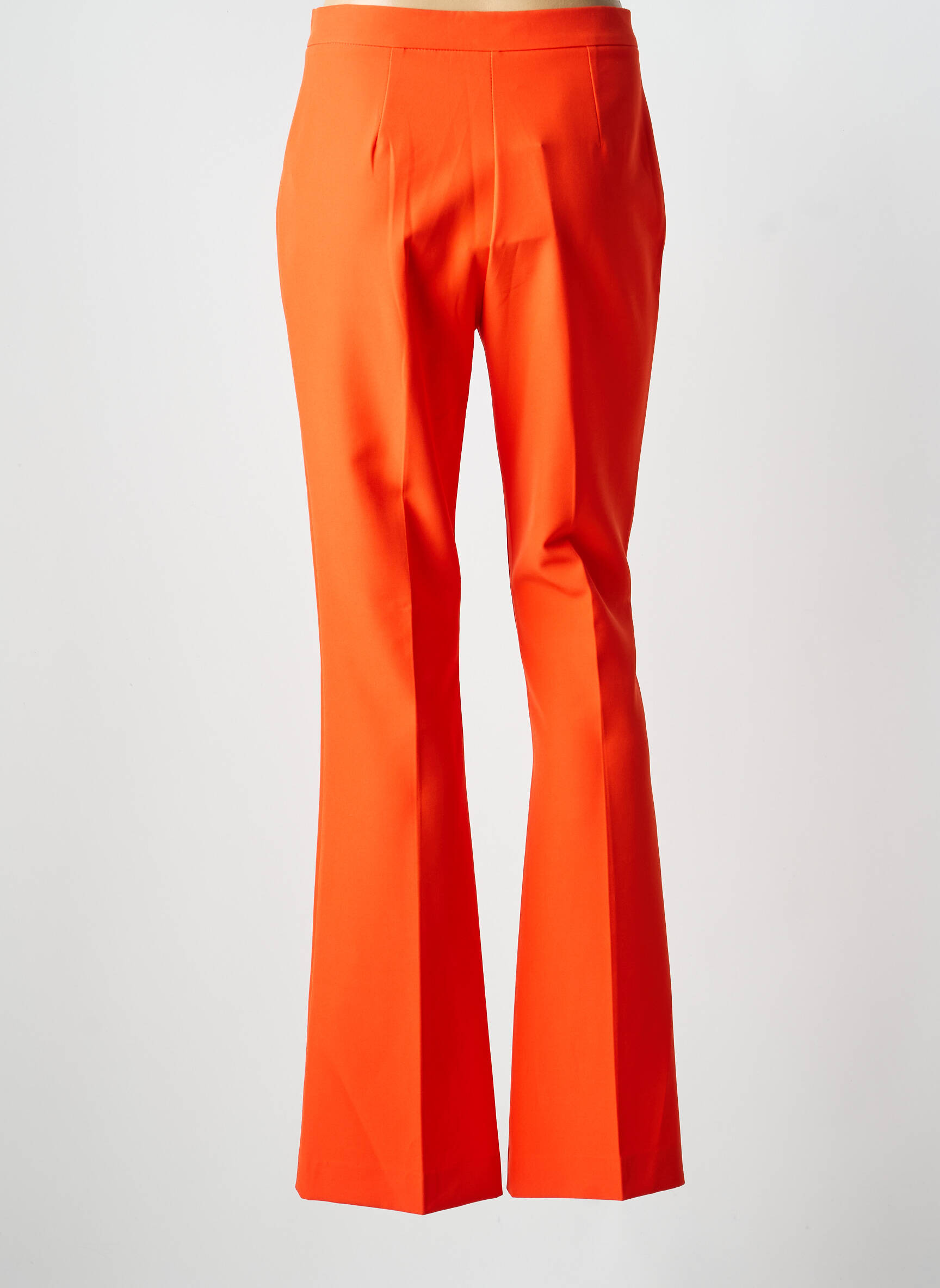 Pantalon flare taille à pinces taille haute orange ARTIGLI femme