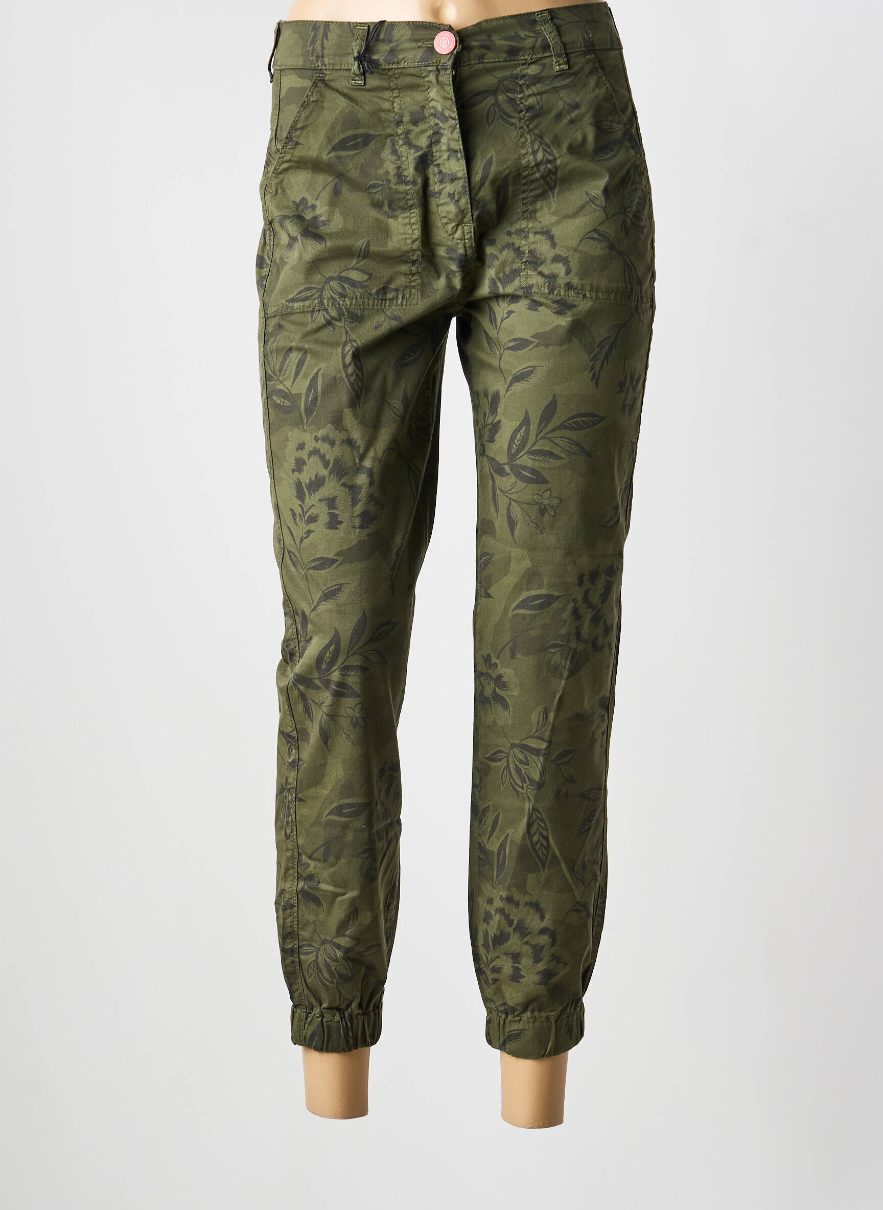 Pantalon slim tissage popeline taille normale vert EAST DRIVE femme