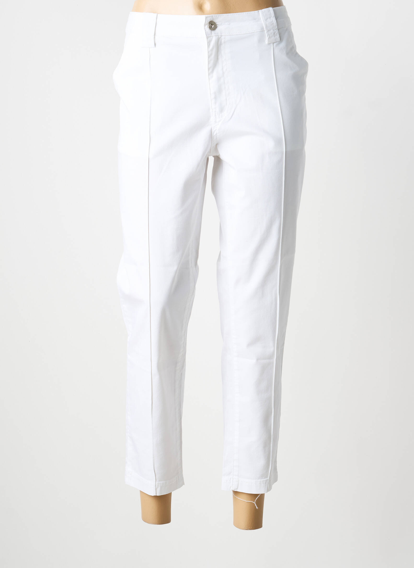 Pantalon 7/8 taille à pinces taille normale blanc YOULINE femme