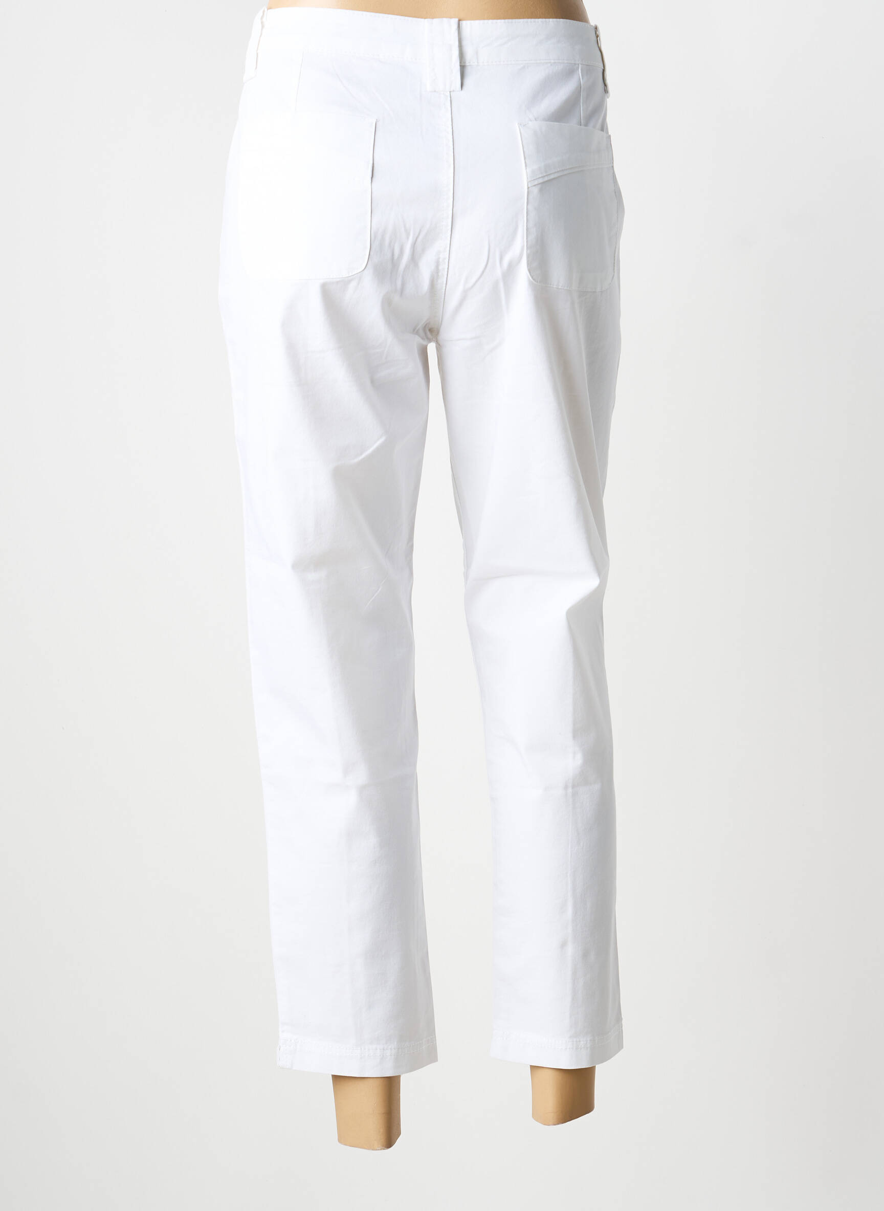 Pantalon 7/8 taille à pinces taille normale blanc YOULINE femme
