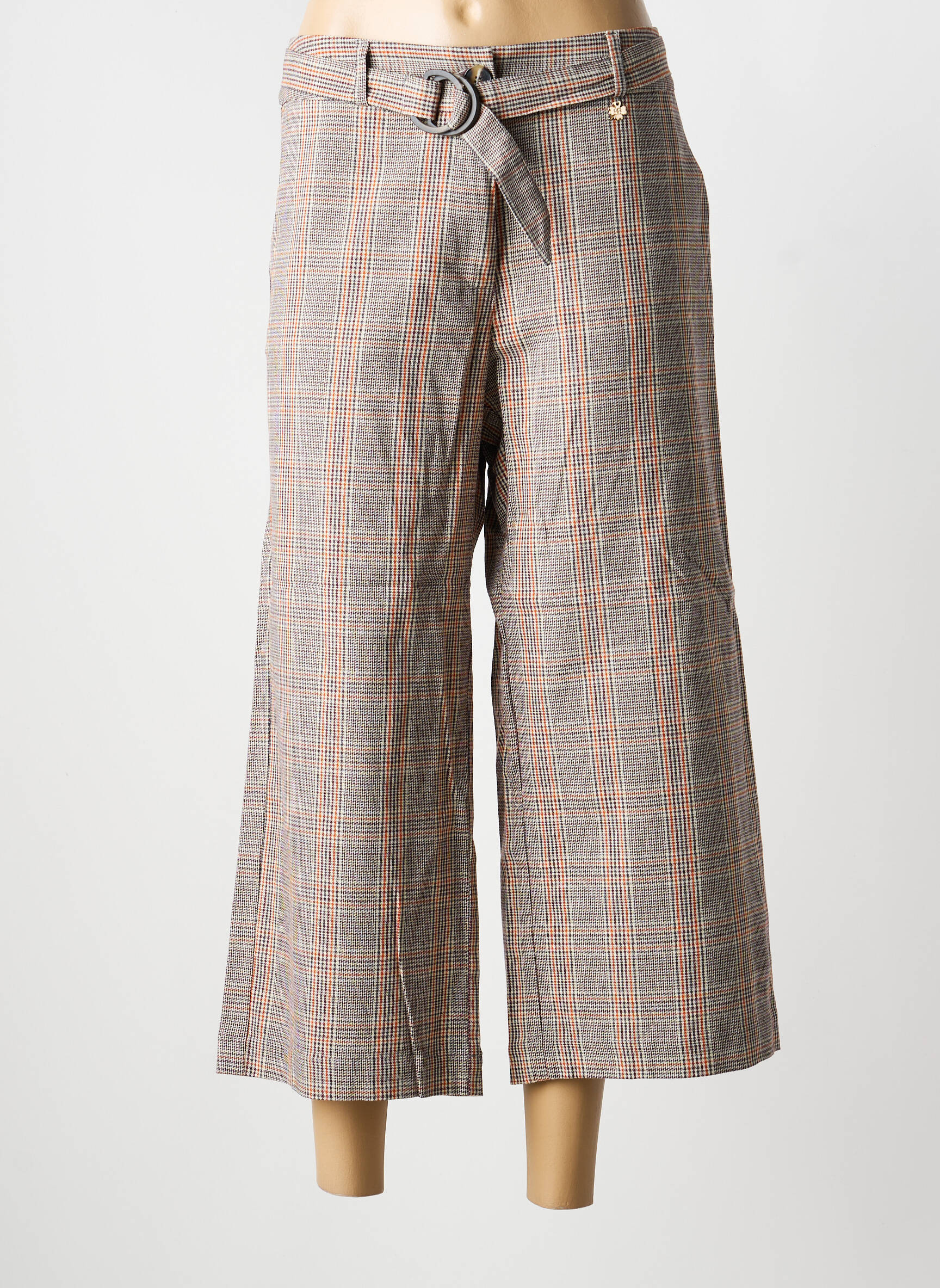 Pantalon 7/8 taille à pinces taille normale marron LE PETIT BAIGNEUR femme