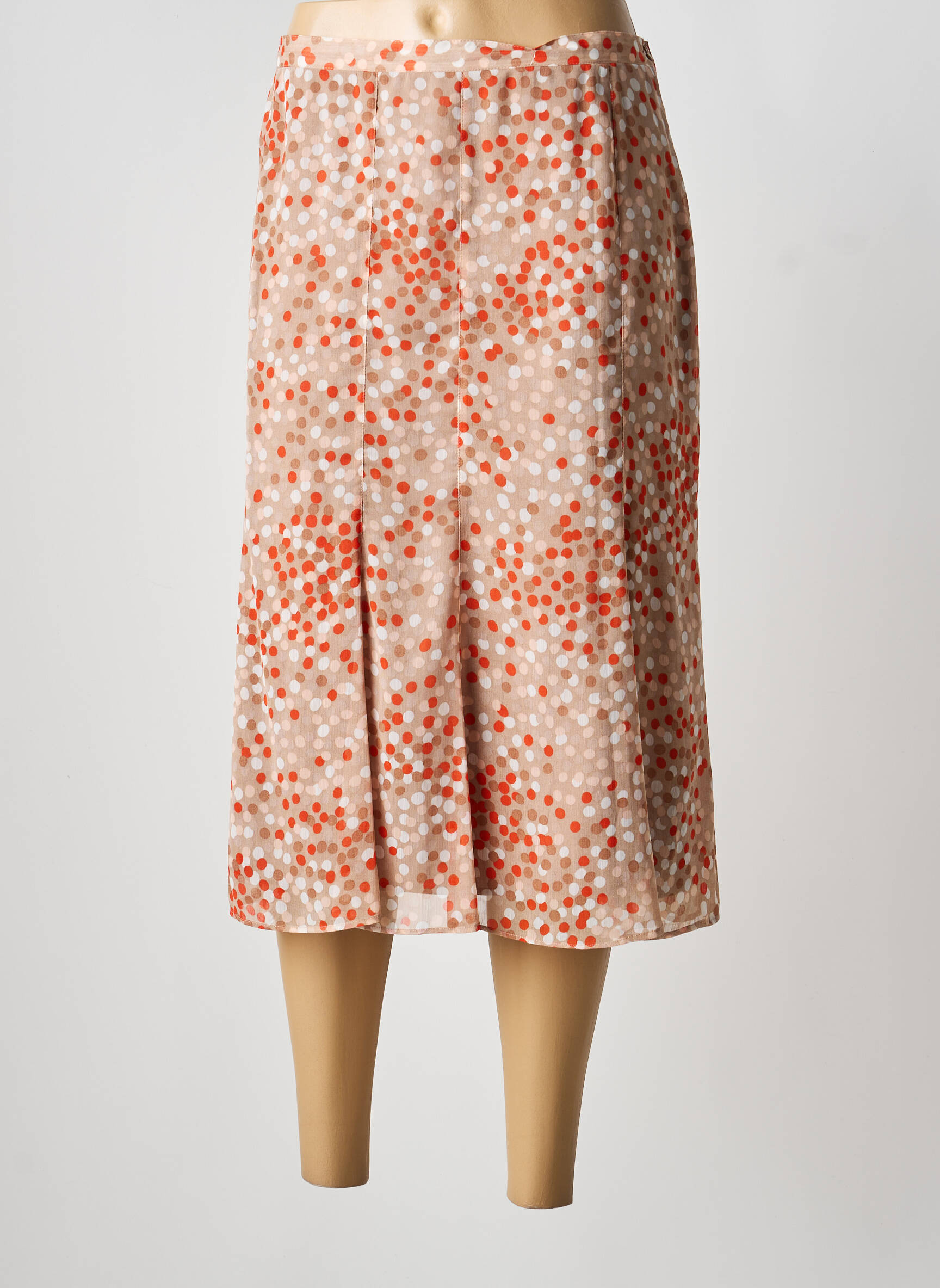 Jupe mi-longue fermeture zip latéral orange FRANCOISE DE FRANCE femme