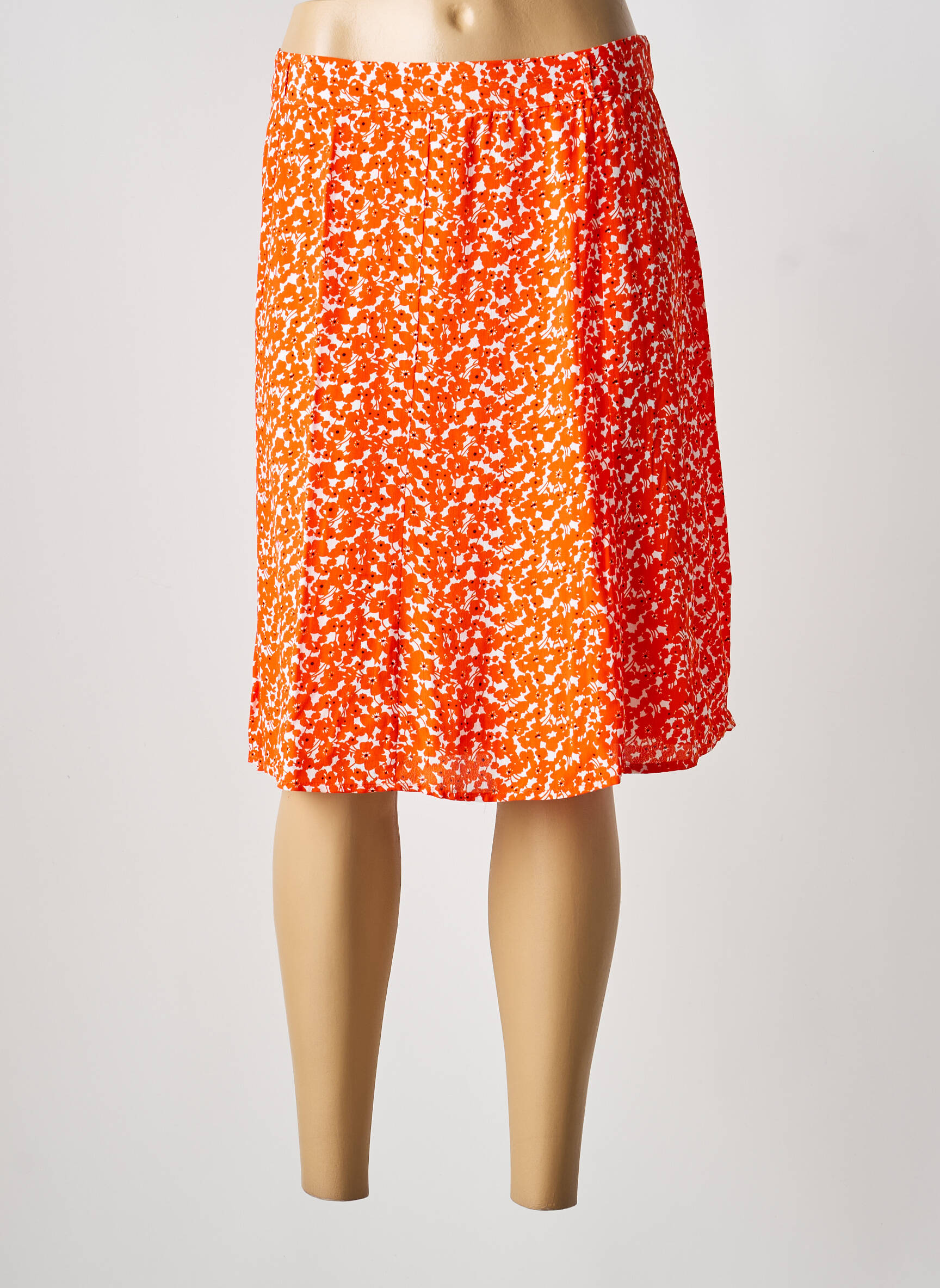 Jupe mi-longue taille normale orange FELINO femme