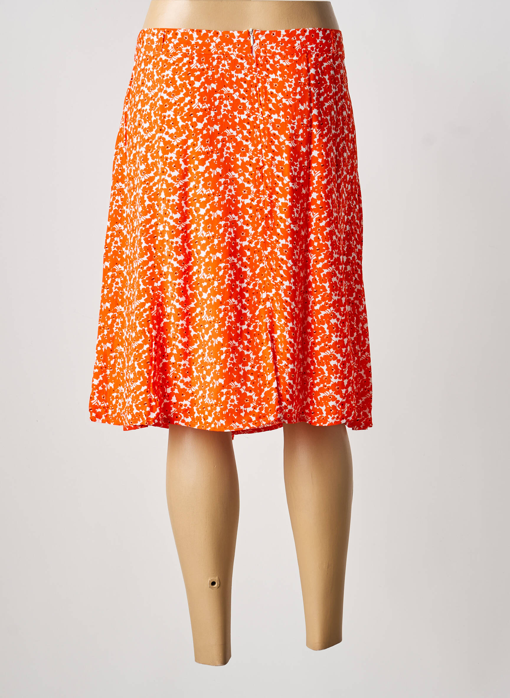 Jupe mi-longue taille normale orange FELINO femme