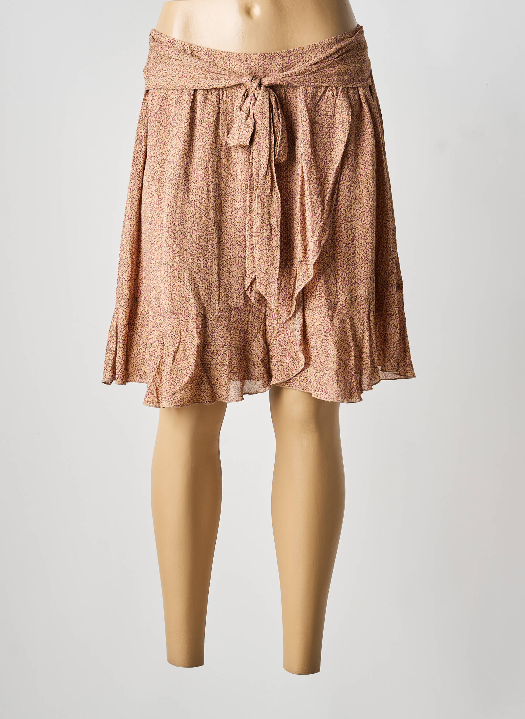 Jupe courte coupe évasée marron YAYA femme