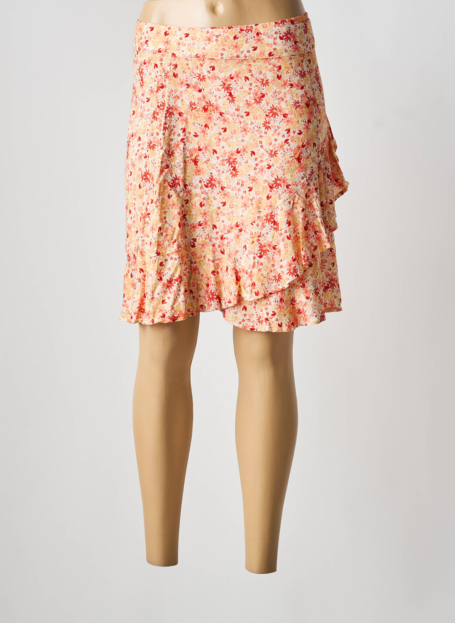 Jupe courte taille normale orange KANOPE femme