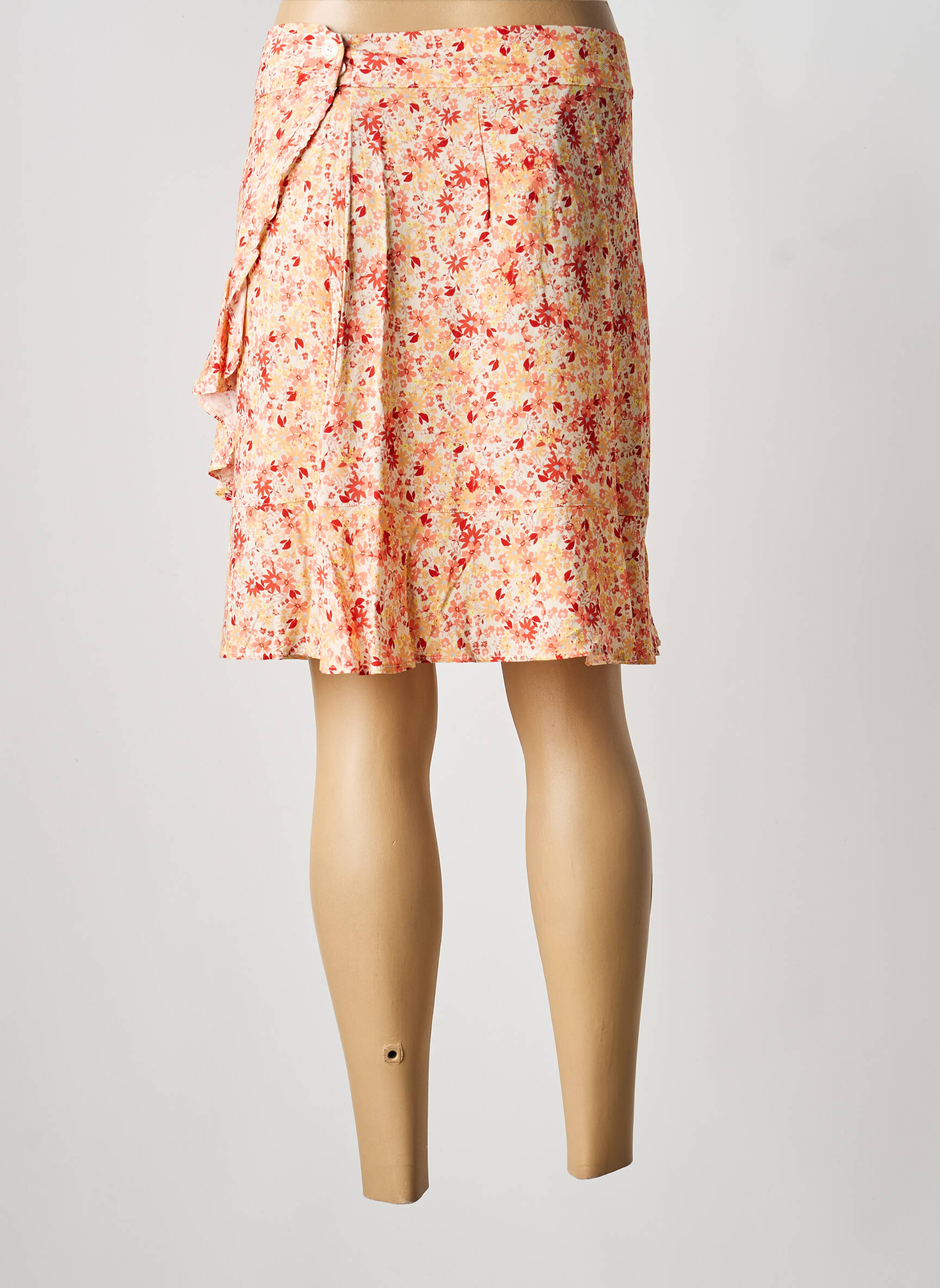 Jupe courte taille normale orange KANOPE femme