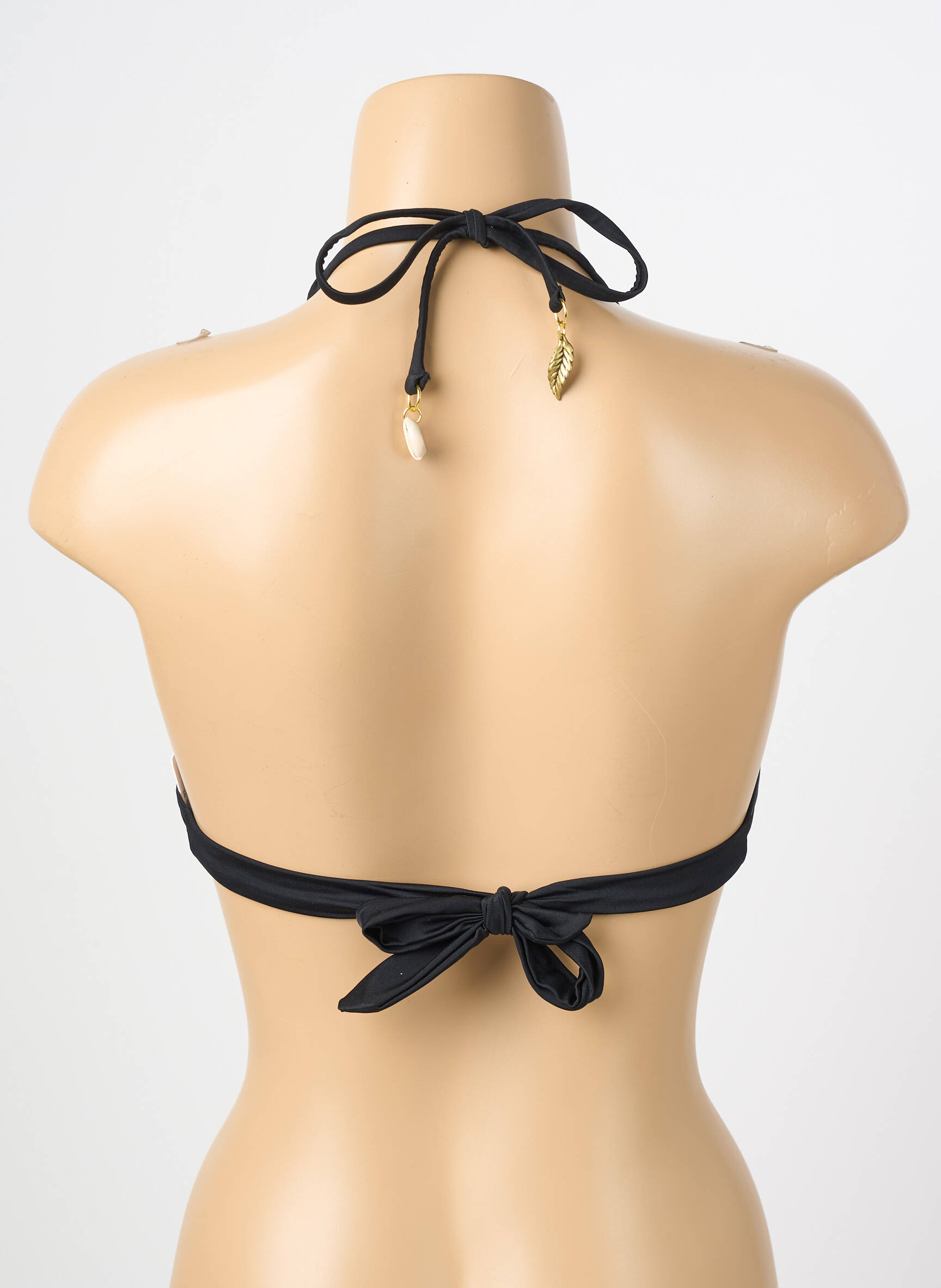 Haut de maillot de bain fermeture liens à nouer haut soutien-gorge moulé noir MOLLY BRACKEN femme