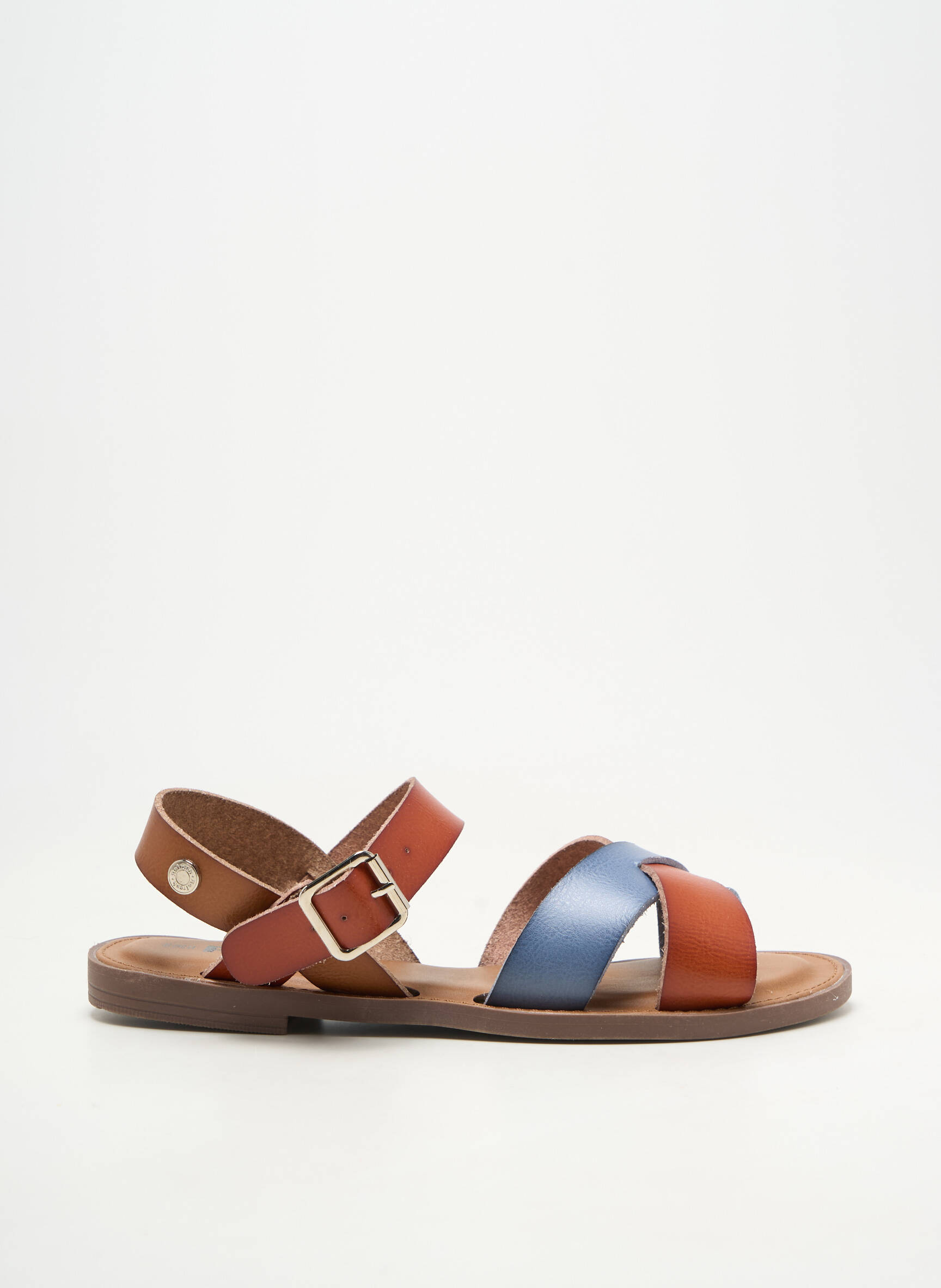 Sandales/nu pieds matière lisse talon plat jusqu'à 3cm marron REFRESH femme