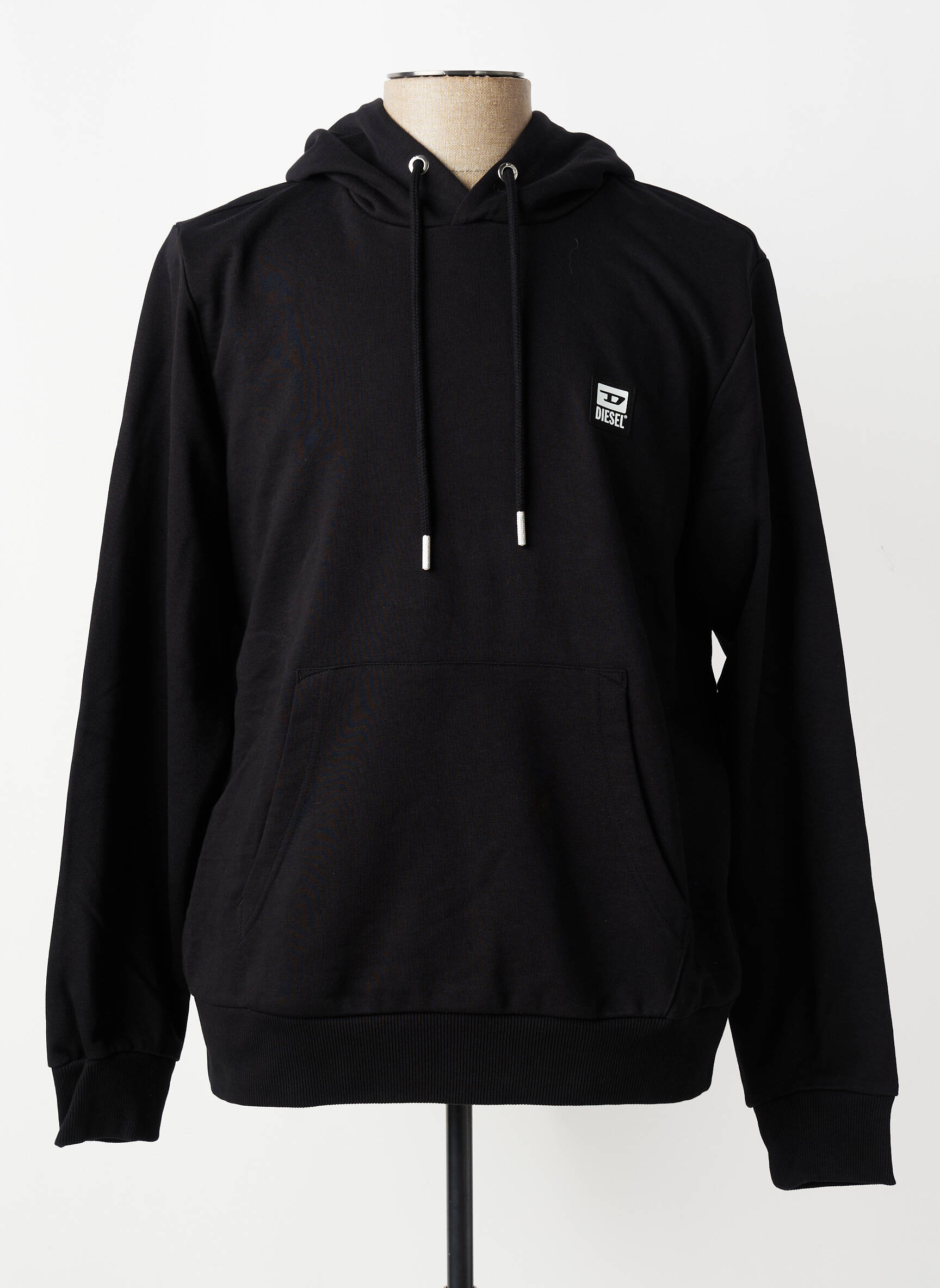 Sweat-shirt à capuche tissage jersey manches longues noir DIESEL homme