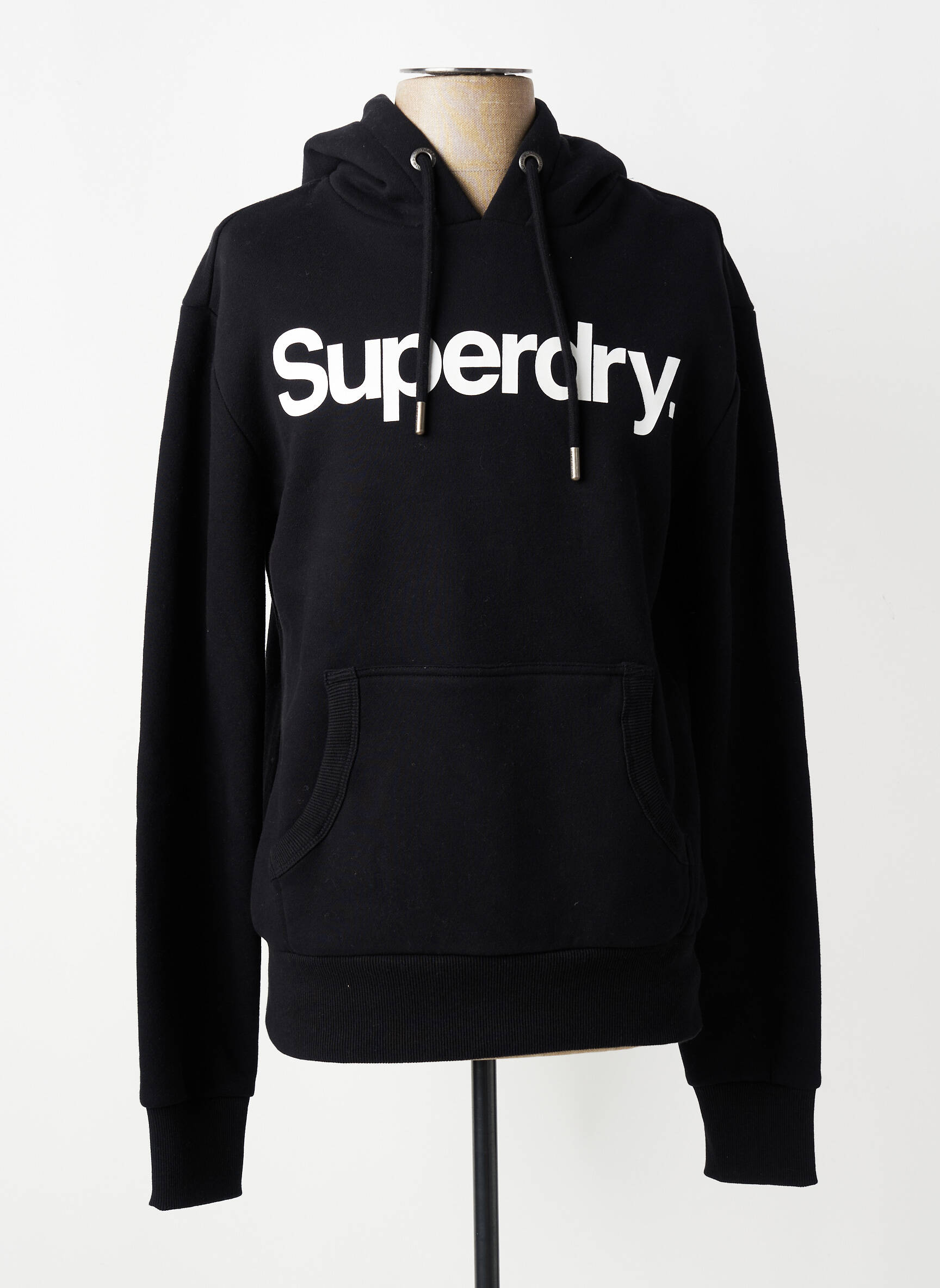 Sweat-shirt à capuche tissage jersey manches longues noir SUPERDRY homme