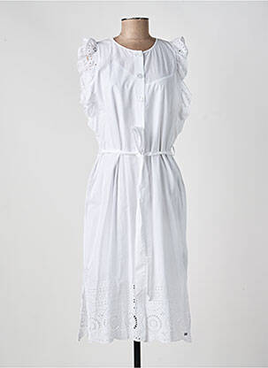 Robe mi-longue manches courtes manches courtes blanc TOMMY HILFIGER femme