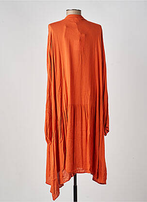 Robe mi-longue coupe fluide manches longues orange LA FEE MARABOUTEE femme