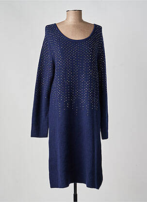 Robe pull stretch manches longues bleu ANANKE femme