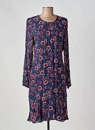 Robe mi-longue imprimé fleurs manches longues bleu TOMMY HILFIGER femme