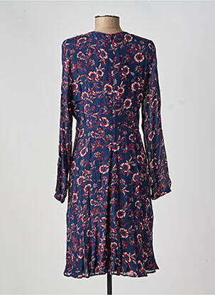 Robe mi-longue imprimé fleurs manches longues bleu TOMMY HILFIGER femme