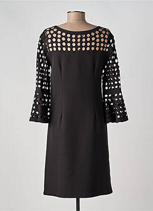 Robe mi-longue imprimé fleurs manches 3/4 noir FUEGO WOMAN femme
