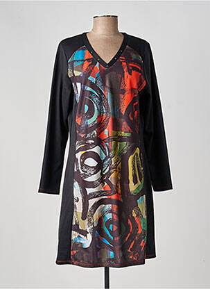 Robe courte manches longues manches longues noir KALISSON femme
