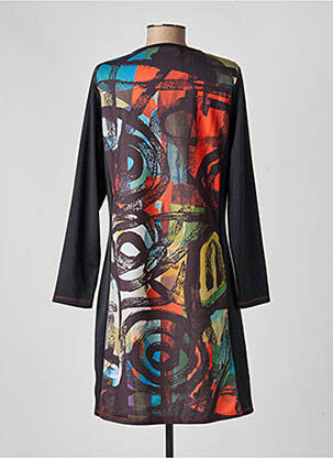 Robe courte manches longues manches longues noir KALISSON femme