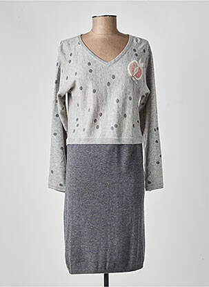 Robe pull col v manches longues gris ANANKE femme