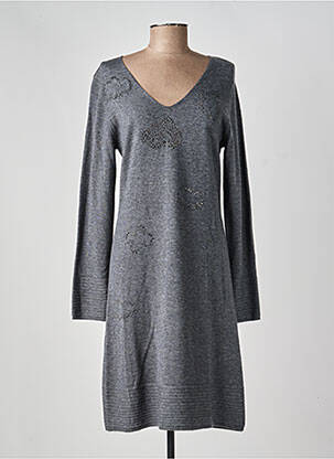 Robe pull col v manches longues gris ANANKE femme