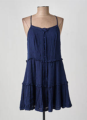 Robe courte coupe fluide fines bretelles bleu SUPERDRY femme