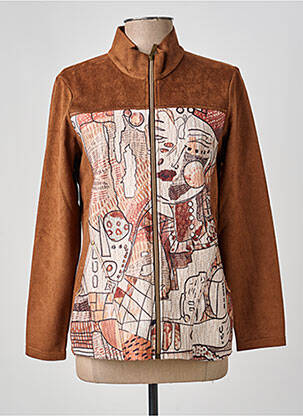 Veste casual tissage suedine marron KALISSON femme