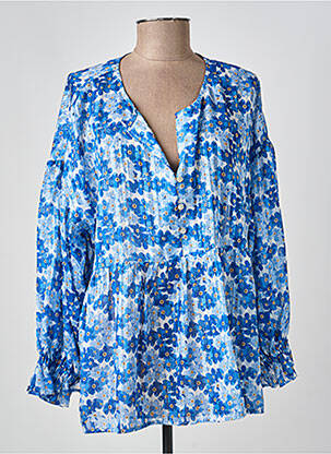 Blouse légère et transparente manches longues bleu FUEGO WOMAN femme
