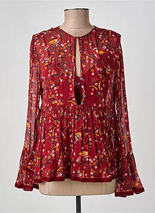 Blouse légère et transparente manches longues rouge TOMMY HILFIGER femme