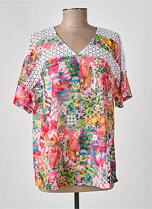 Blouse légère et transparente manches courtes rose KALISSON femme