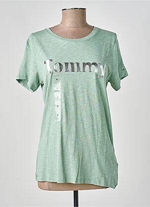 T-shirt sérigraphie manches courtes vert TOMMY HILFIGER femme
