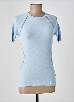 Pull stretch manches courtes bleu TRUSSARDI JEANS femme