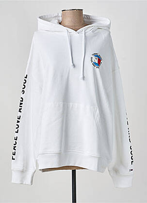 Sweat-shirt à capuche stretch manches longues blanc TOMMY HILFIGER femme