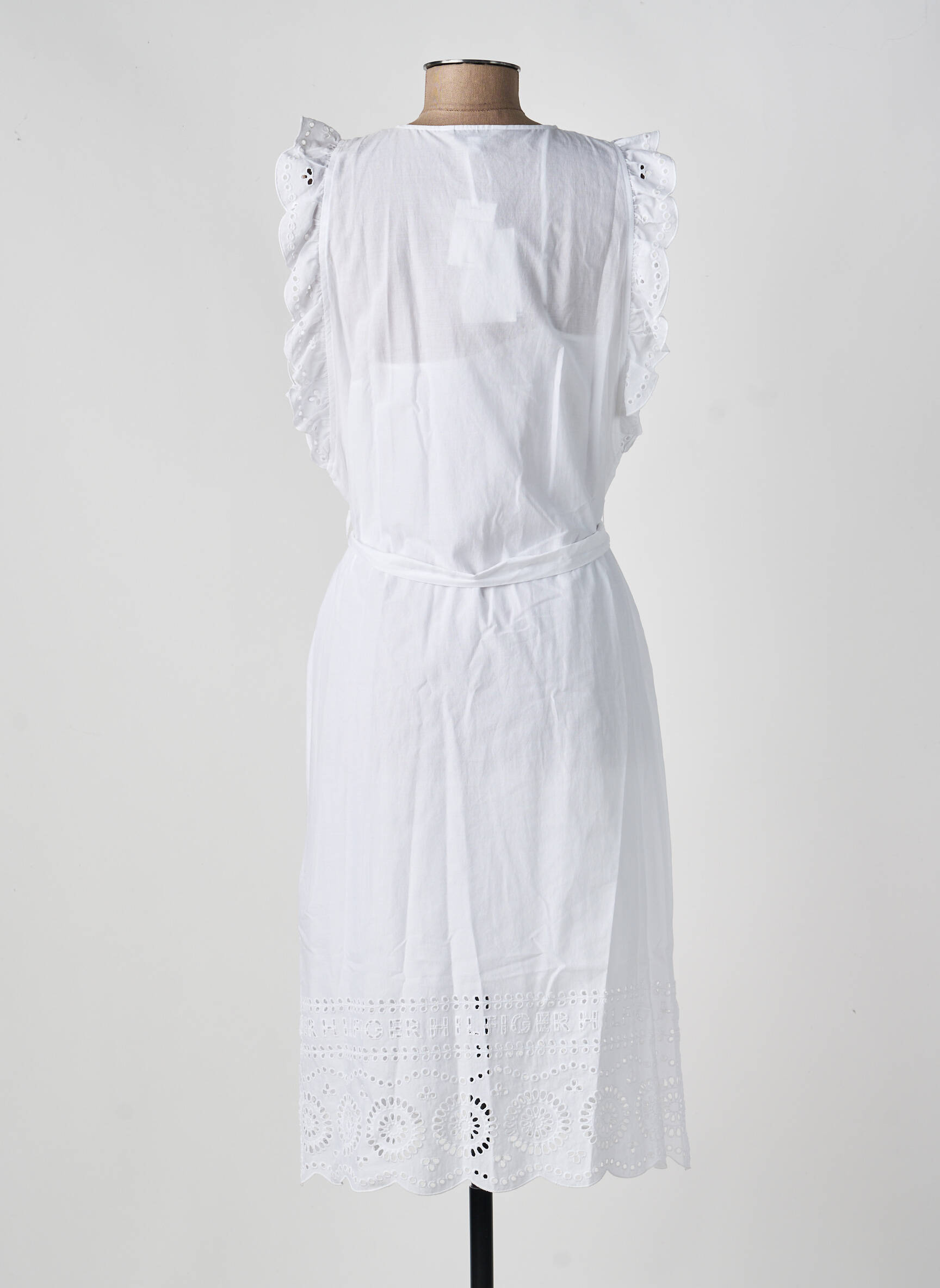 Robe mi-longue manches courtes manches courtes blanc TOMMY HILFIGER femme