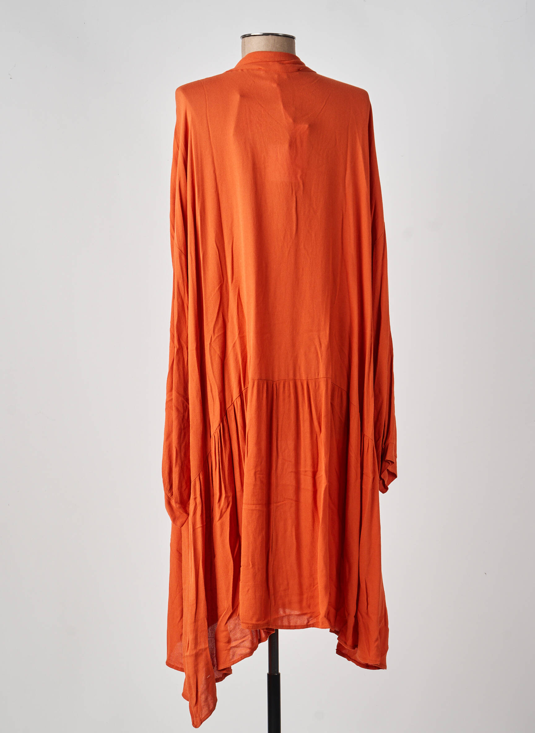 Robe mi-longue coupe fluide manches longues orange LA FEE MARABOUTEE femme