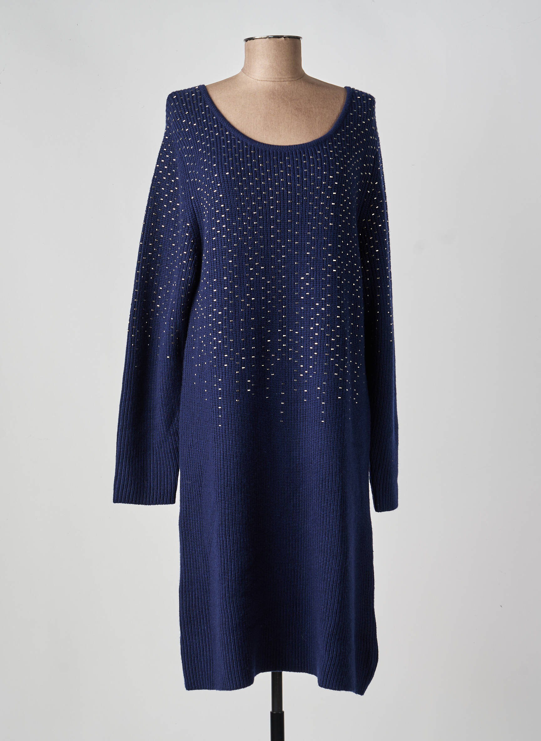 Robe pull stretch manches longues bleu ANANKE femme
