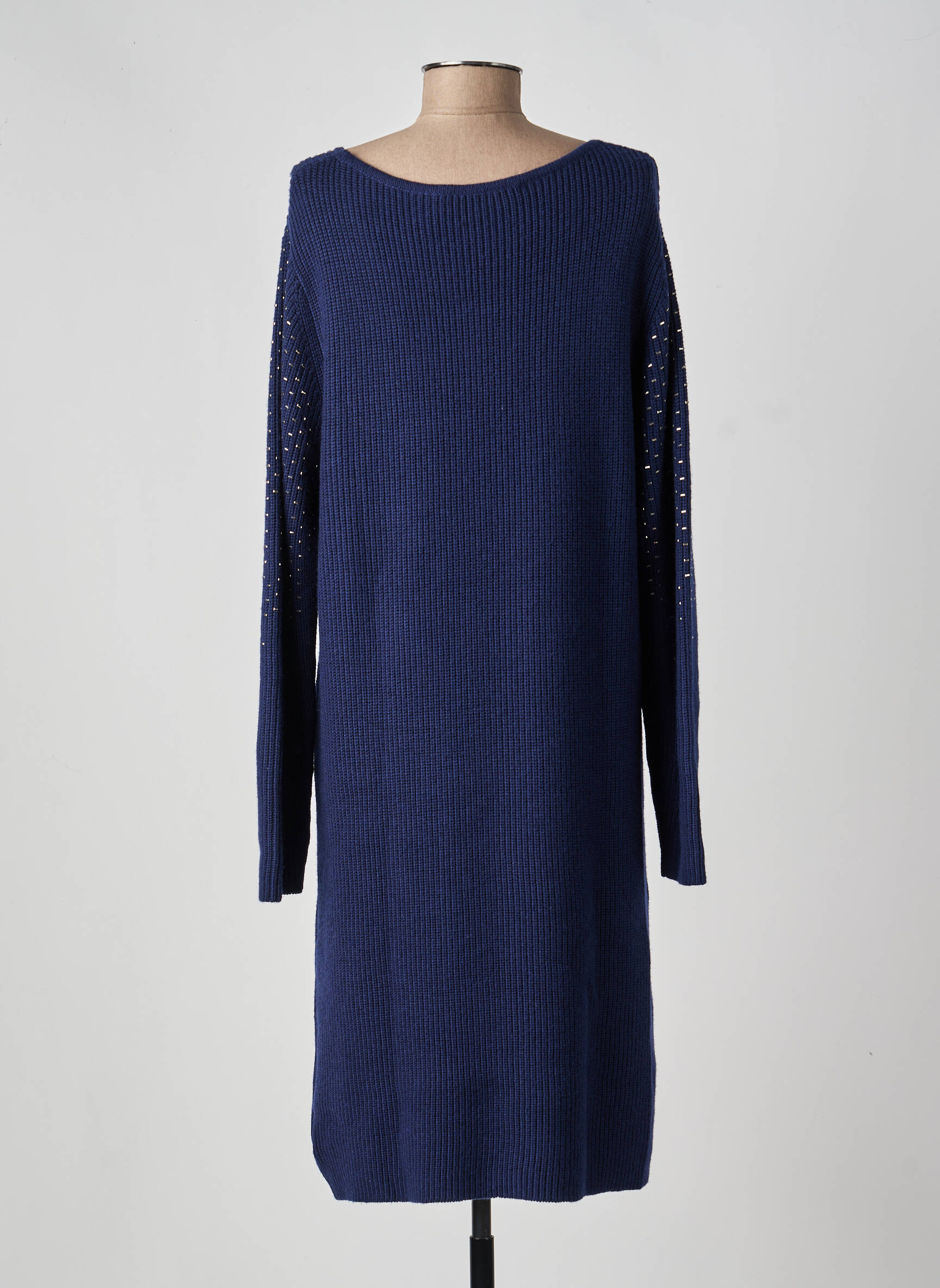 Robe pull stretch manches longues bleu ANANKE femme