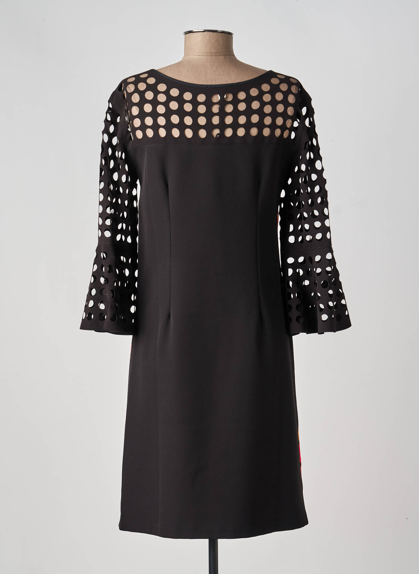 Robe mi-longue imprimé fleurs manches 3/4 noir FUEGO WOMAN femme