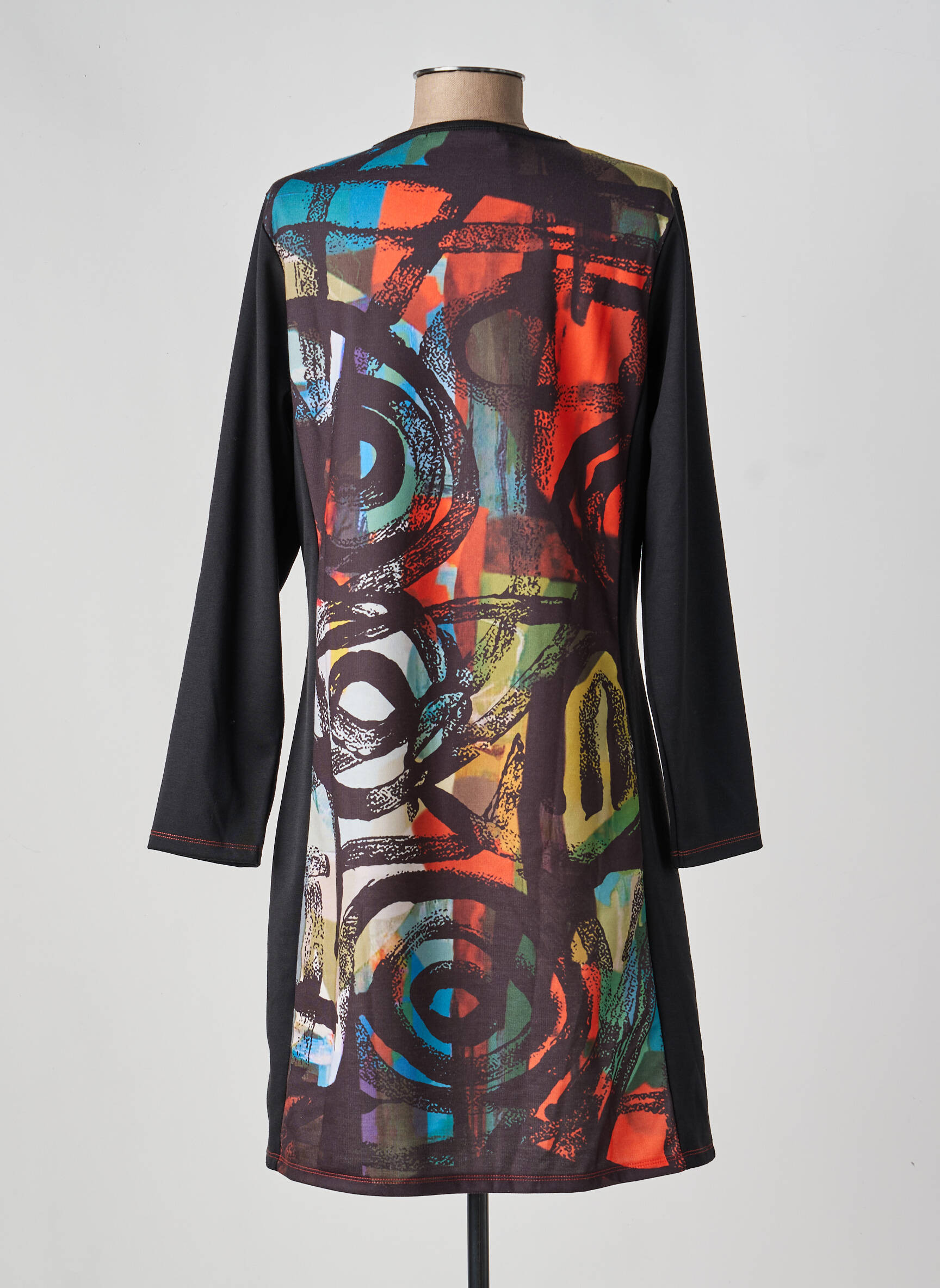 Robe courte manches longues manches longues noir KALISSON femme