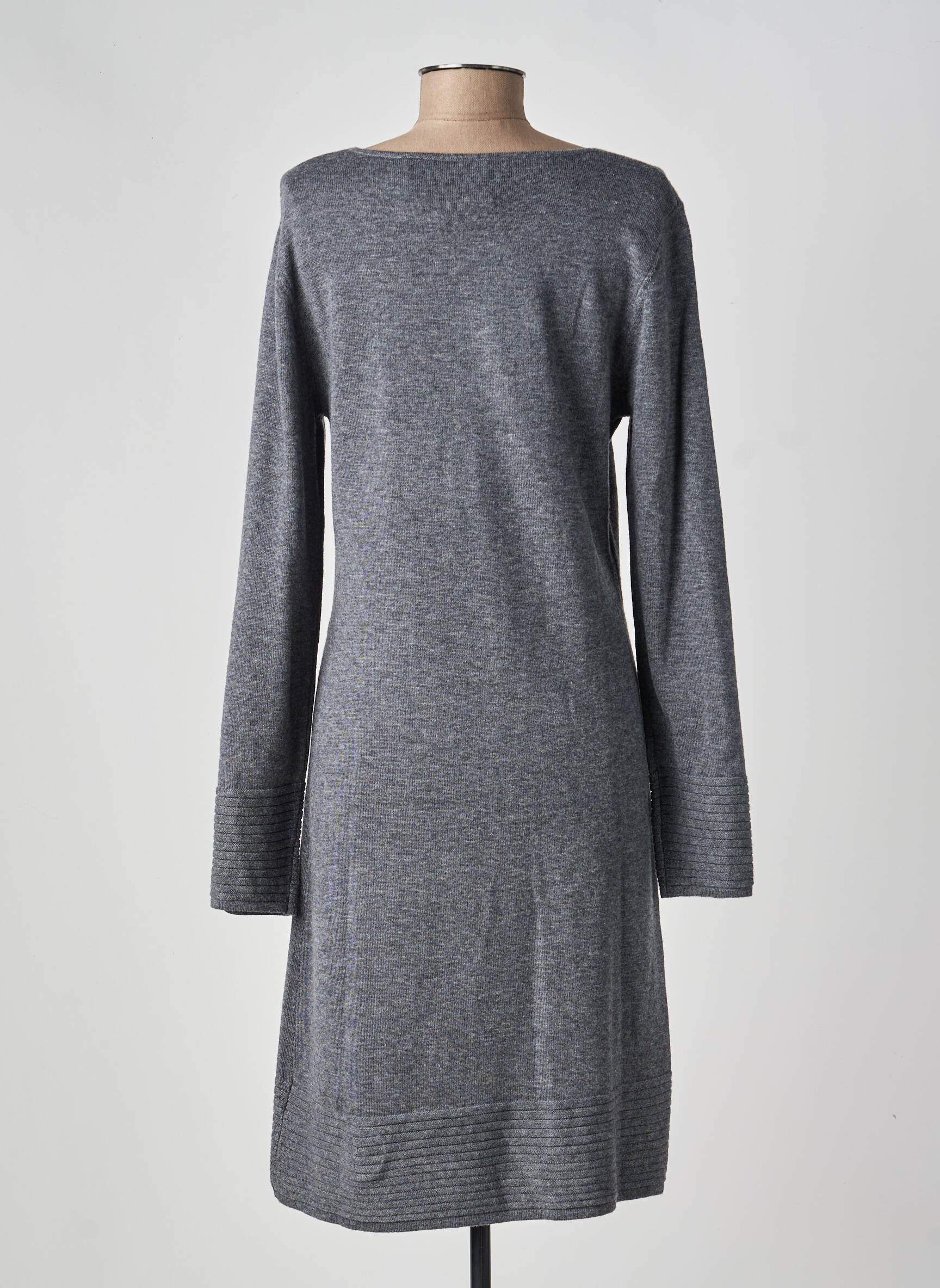 Robe pull col v manches longues gris ANANKE femme